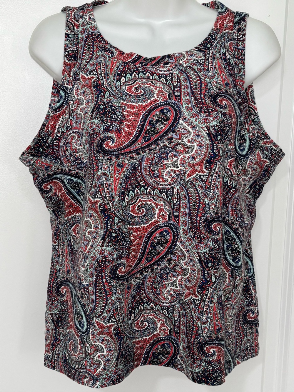 Jones New York Signature Paisley Sleeveless Top Large 100% Cotton